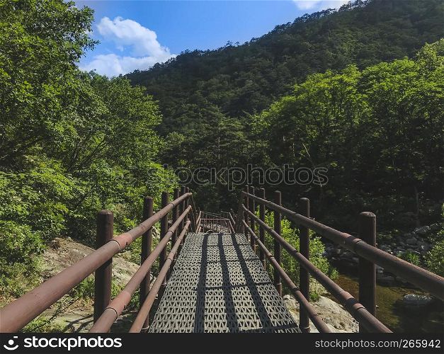 The small iron bridge in Seoraksan National Park. South Korea