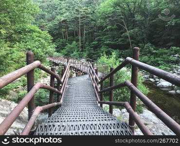 The small iron bridge in Seoraksan National Park. South Korea