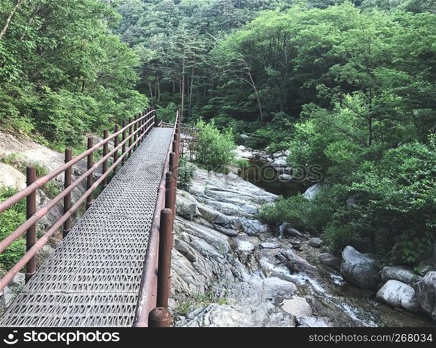 The small iron bridge in Seoraksan National Park. South Korea