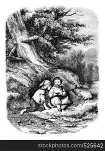 The small owner, vintage engraved illustration. Magasin Pittoresque 1846.