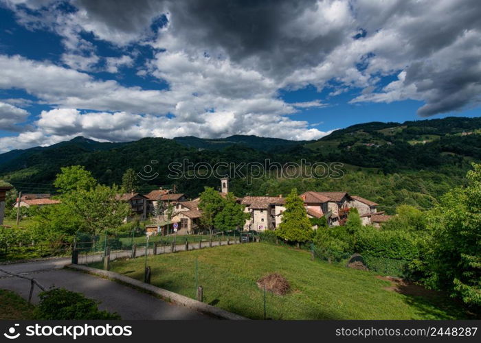 The small village of Oneta in middle Brembana valley Bergamo Italy