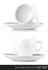 The Small white coffee cups isolated on white background