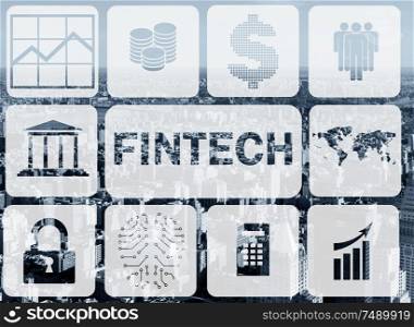The smart city concept with fintech financial technology concept. Smart city concept with fintech financial technology concept