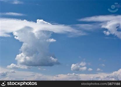 The soft white clouds against blue sky. Beautiful sky with white clouds