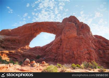 The South Window Arch at the Arches National Park in Utah, USA