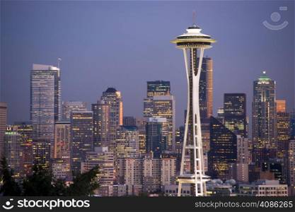 The Space Needle and Buildings in Seattle Washington