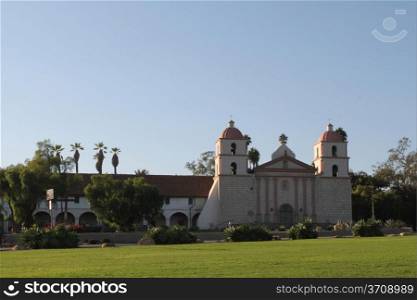 The Spanish historic Santa Barbara Mission in California.