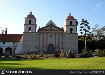 The Spanish historic Santa Barbara Mission in California.
