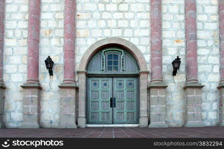 The Spanish historic Santa Barbara Mission in California.