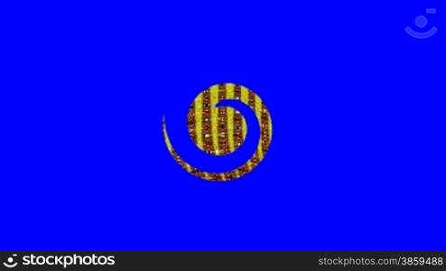 The spiral (snake) rotates on a blue background