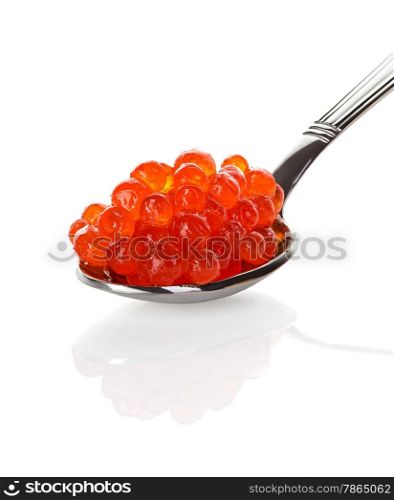 The spoon with red caviar