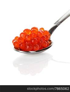 The spoon with red caviar