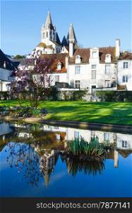 The spring lovely public park in Loches town (France)