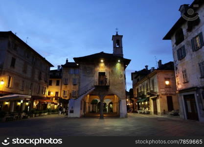 The Square in the Fishingvillage of Orta on the Lake Orta in the Lombardia in north Italy. . EUROPE ITALY LOMBARDIA
