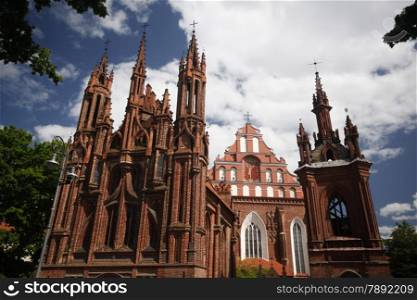 The St Anna Church in the old Town of the City Vilnius in the Baltic State of Lithuania,