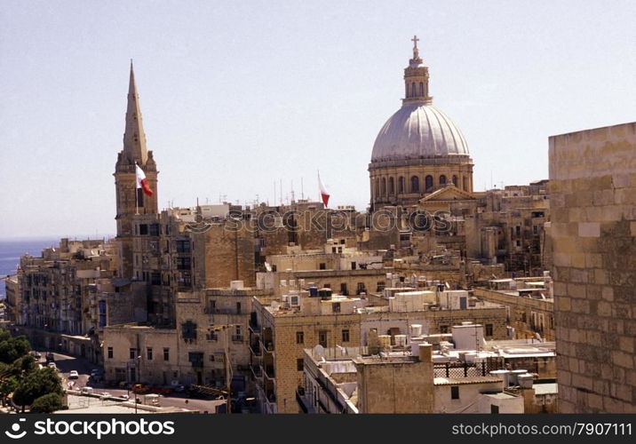 The St Paul Anglikan Cathedral at the Grand Harbour in the City of Valletta on Malta in Europe.. EUROPE MALTA VALLETTA