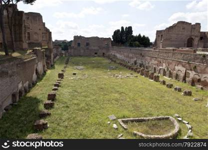 The Stadium of Domitian on the Palatine Hill in Rome, Italy