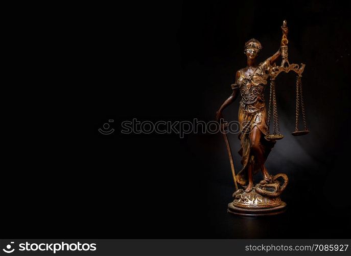 The Statue of Justice - lady justice or Iustitia / Justitia the Roman goddess of Justice With copy space/