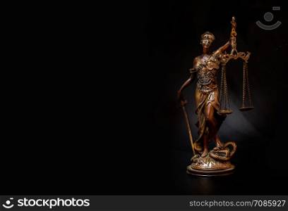 The Statue of Justice - lady justice or Iustitia / Justitia the Roman goddess of Justice With copy space/
