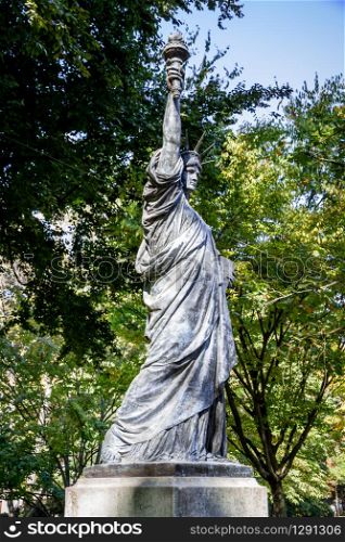 The statue of liberty in Luxembourg Gardens, Paris, France. The statue of liberty in Luxembourg Gardens, Paris