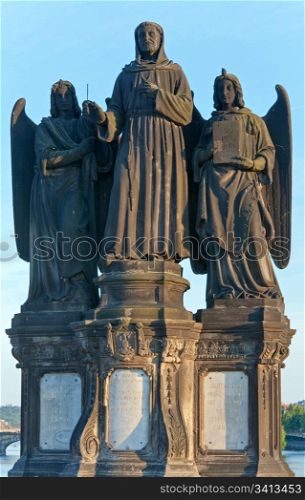 The statue of St. Francis of Assisi on Charles Bridge (Prague, Czech) Author Emanuel Max, 1855.