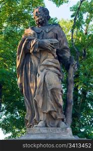 The statue of St. Jude Thaddeus on Charles Bridge (Prague, Czech Republic). sculpted by Jan OldA?ich Mayer, 1708.