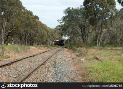 The steam train on the Goldfields Railway in country Victoria, Australia