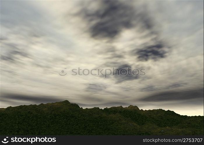The storm sky above a wood (a vertical arrangement of the staff)