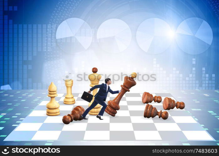 The strategy and tactics concept with businessman. Strategy and tactics concept with businessman