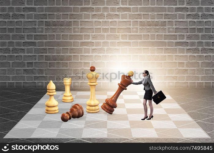 The strategy and tactics concept with businessman. Strategy and tactics concept with businessman