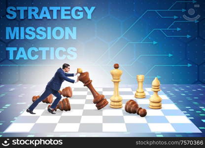 The strategy and tactics concept with businessman. Strategy and tactics concept with businessman