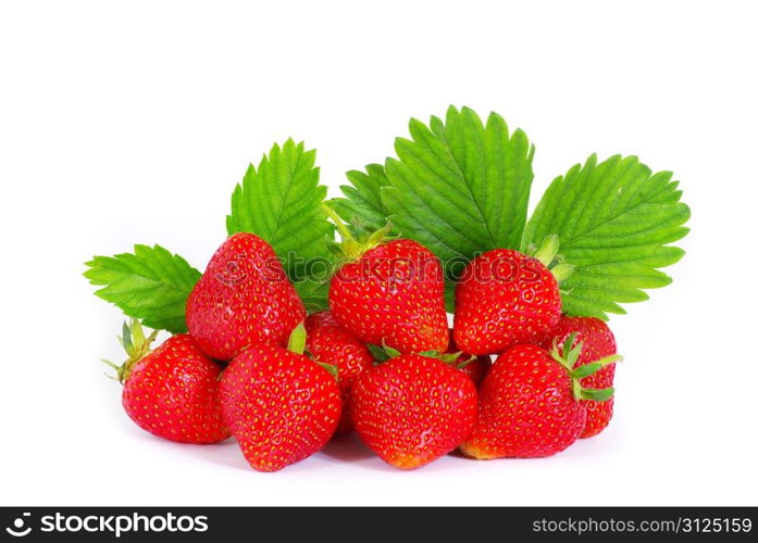 The strawberry isolated over white