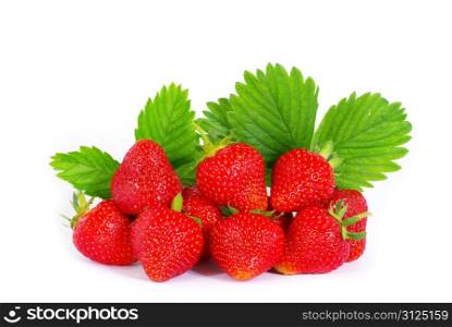 The strawberry isolated over white