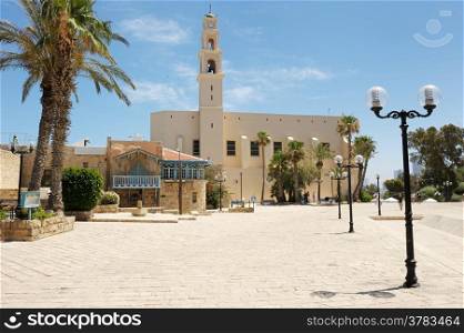 The streets, houses and trees of Old Jaffa