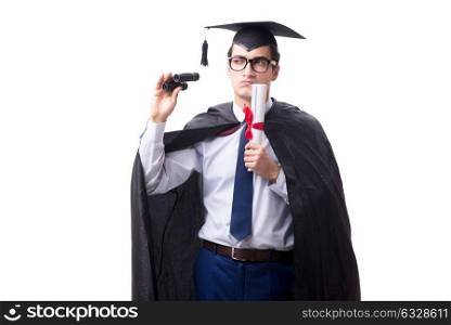 The student graduate isolated on white background. Student graduate isolated on white background