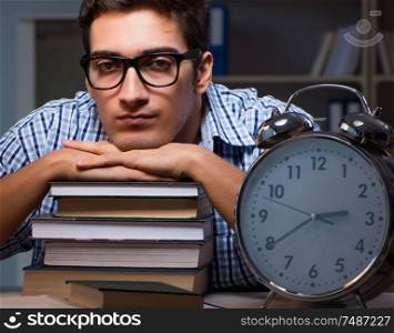 The student preparing for exams late night at home. Student preparing for exams late night at home