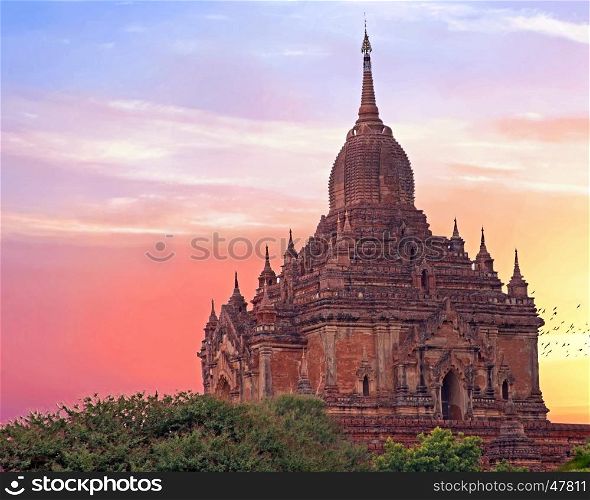 The Sulamani Temple in Bagan, Myanmar at sunset