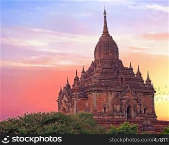 The Sulamani Temple in Bagan, Myanmar at sunset