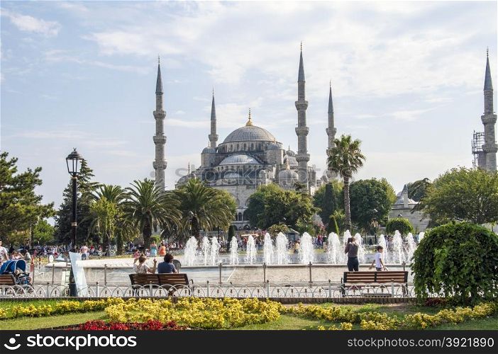 The Sultanahmet District and the Blue Mosque in Istanbul, Turkey