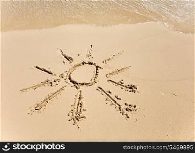 The sun - a picture on sand