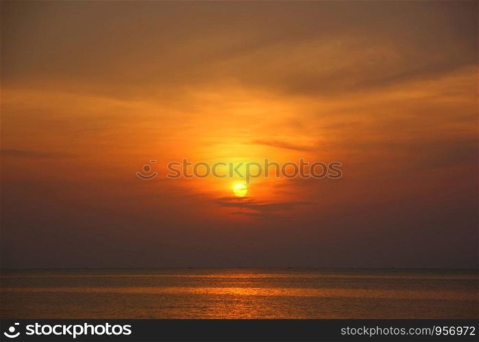 the sun set on sea background