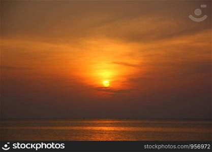 the sun set on sea background