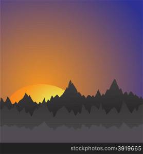 The Sun Sets Behind The Mountains. Mountain Landscape. Mountains