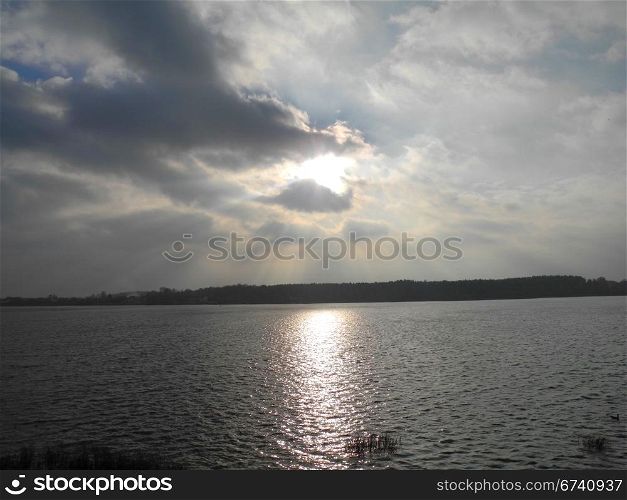 The sundown in Daugava river