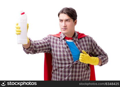 The super hero cleaner isolated on white. Super hero cleaner isolated on white