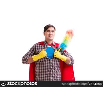 The super hero cleaner isolated on white. Super hero cleaner isolated on white