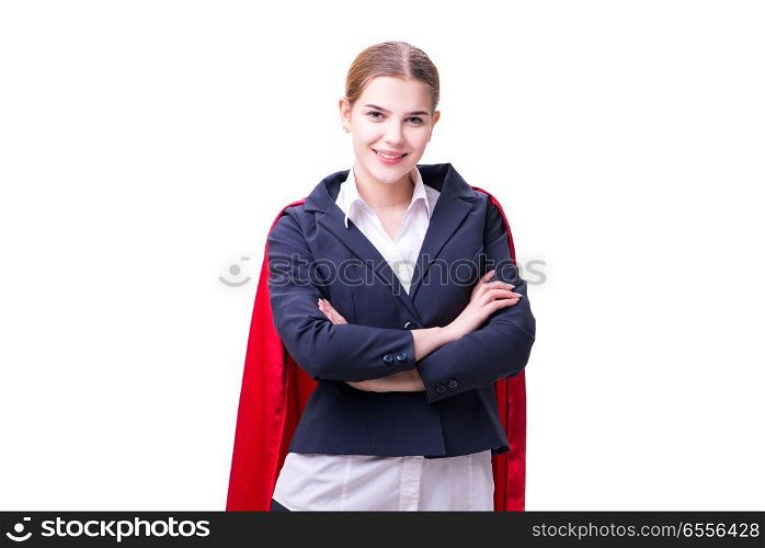 The superhero woman isolated on white background. Superhero woman isolated on white background