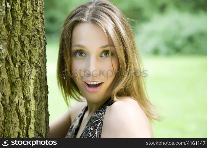 The Surprised Young Woman Outdoors