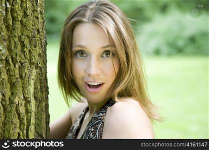 The Surprised Young Woman Outdoors