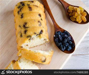 The sweet bread with raisins baked for christmas. Sweet bread with raisins baked for christmas
